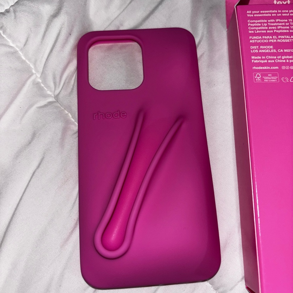 rhode skin Hot Pink Silicone iPhone Case with Strap